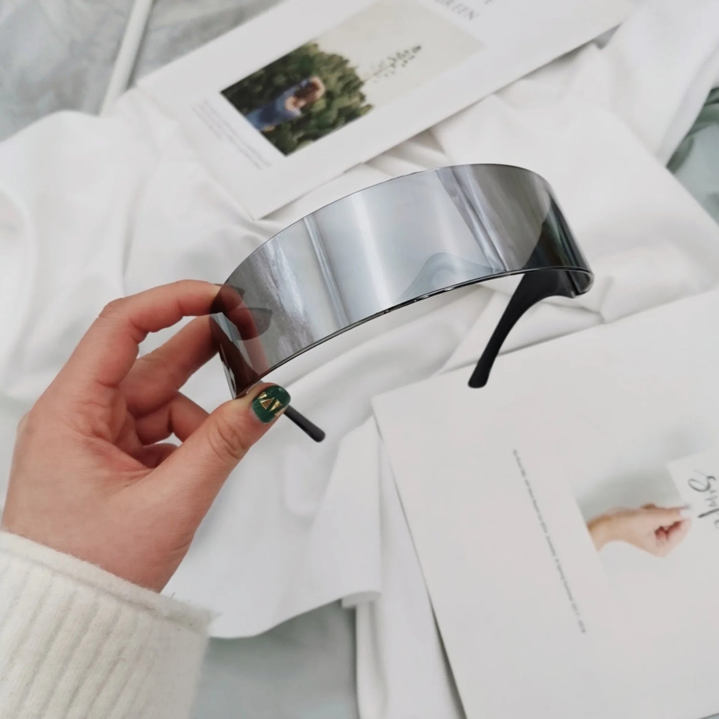 RMM Futuristic Narrow Visor Sunglasses – Mirror Lens, Unisex, 13 Color Options
