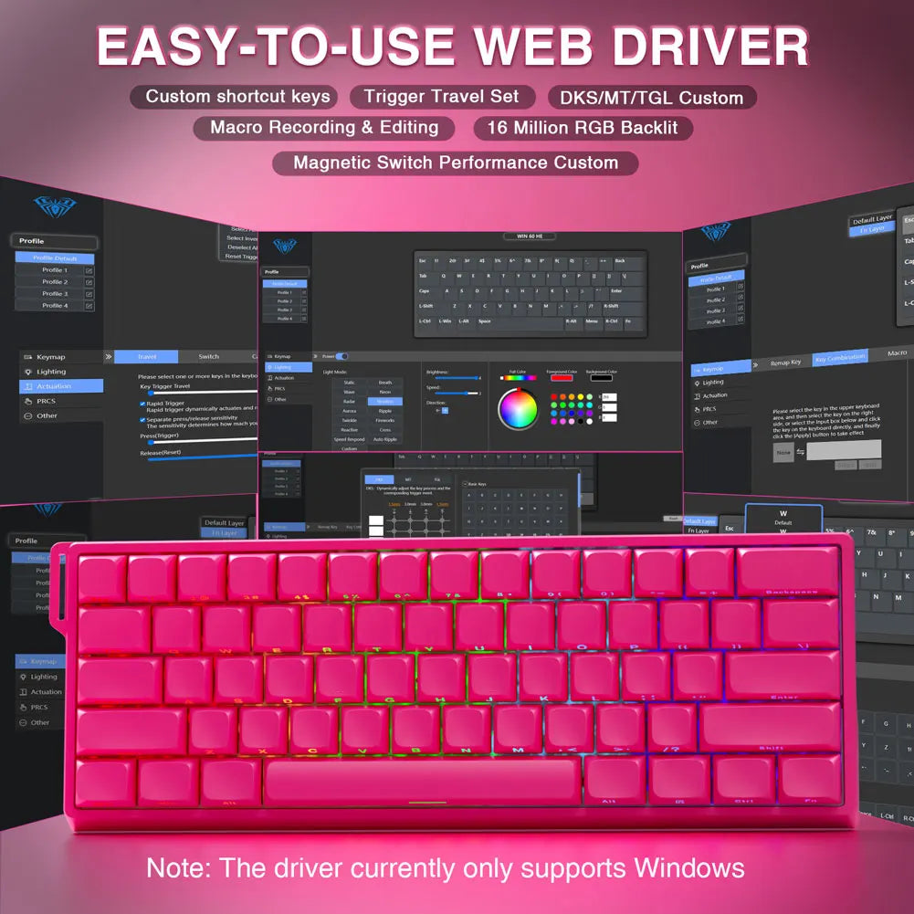 AULA WIN60 HE Pro MAX Gaming Keyboard – Hall Effect, 8000Hz, RT Adjustable, Hot-Swap