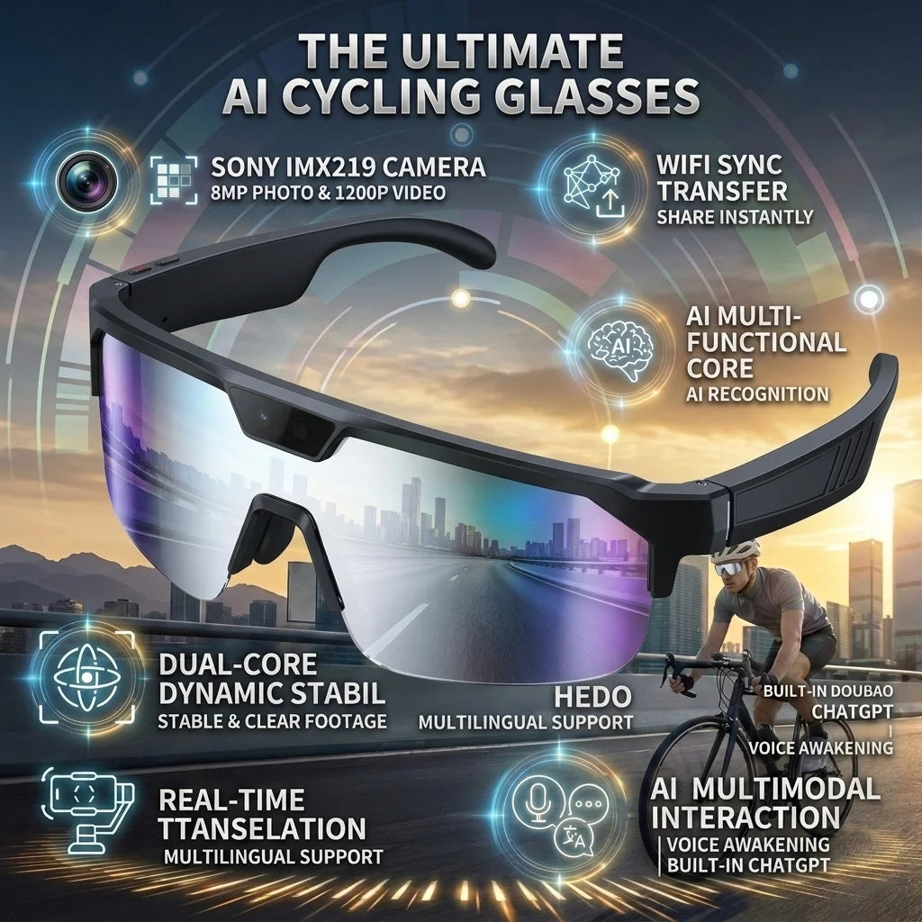 GUHUAVMI Q01 AI Smart Glasses – Dual Camera, 4K Video, Stereo Audio & Real-Time Translation