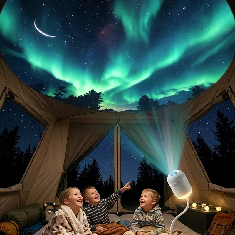 Dual-Mode Mini Galaxy Projector – Night Light + Starry Sky, Warm Atmosphere, Up to 24 Slides