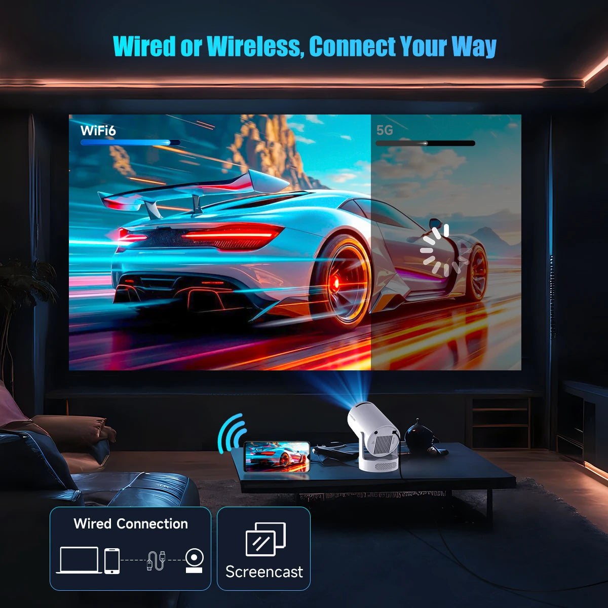 Magcubic HY300 Pro+ Mini Projector – 290 ANSI, Android 14, WiFi 6, 8K, BT 5.4