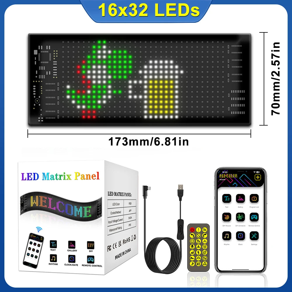 LED Devil Eye Car Display – Programmable RGB Matrix, Bluetooth App Control, IP65, 6 Sizes