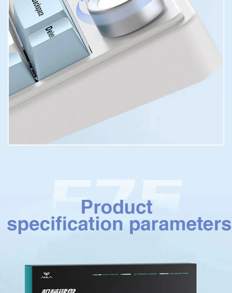 AULA F75 Mechanical Gaming Keyboard – 75%, Triple Mode, RGB, Hot-Swap, Gasket Mount