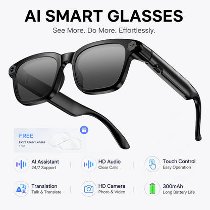 AI Smart Glasses M08 – HD Camera, Translation & Voice Assistant
