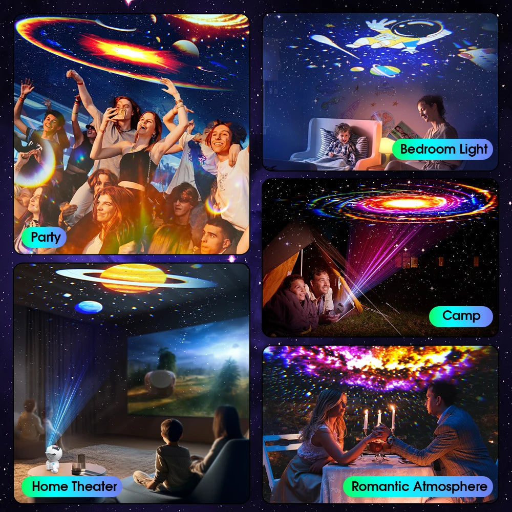 DBF Astronaut Galaxy Projector – 12 Films, 360° Rotation, 3 Brightness, USB