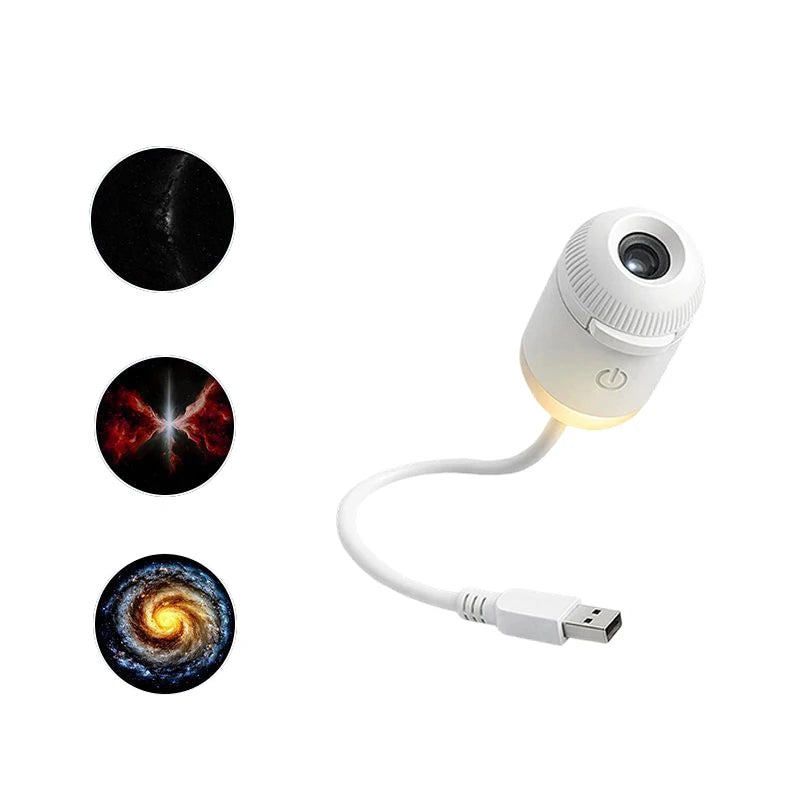 Dual-Mode Mini Galaxy Projector – Night Light + Starry Sky, Warm Atmosphere, Up to 24 Slides