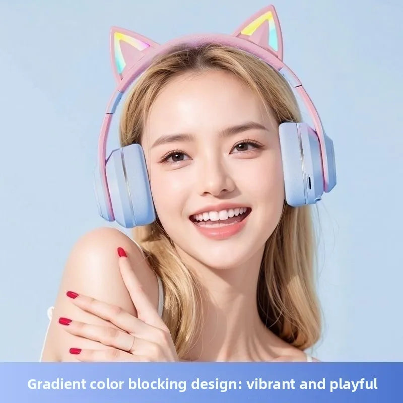 Cat Ear Bluetooth Headset – RGB Lights, Kawaii Design, Gift for Girls, 5 Colors