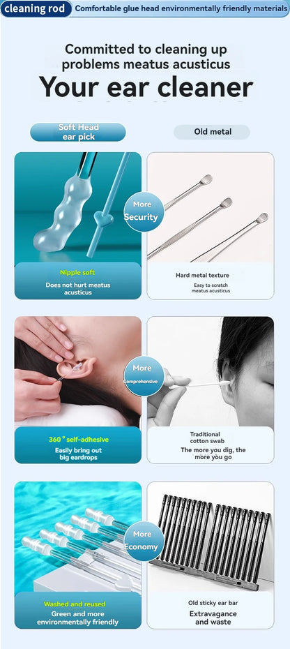 Silicone Sticky Ear Wax Remover – Disposable Adhesive Ear Picks for Kids & Adults, S/L Sizes (1 or 3 Pack)
