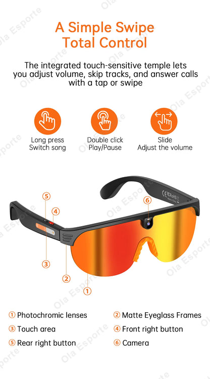 Ola Esporte AI Smart Cycling Glasses – 800MP Sony Camera, 1200P Video & Real-Time Translation