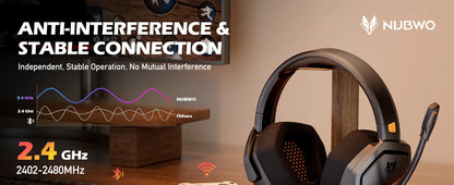 NUBWO G06 Wireless Gaming Headset – 2.4GHz + BT 5.3, 100H Battery, PS5/PS4/PC/Switch