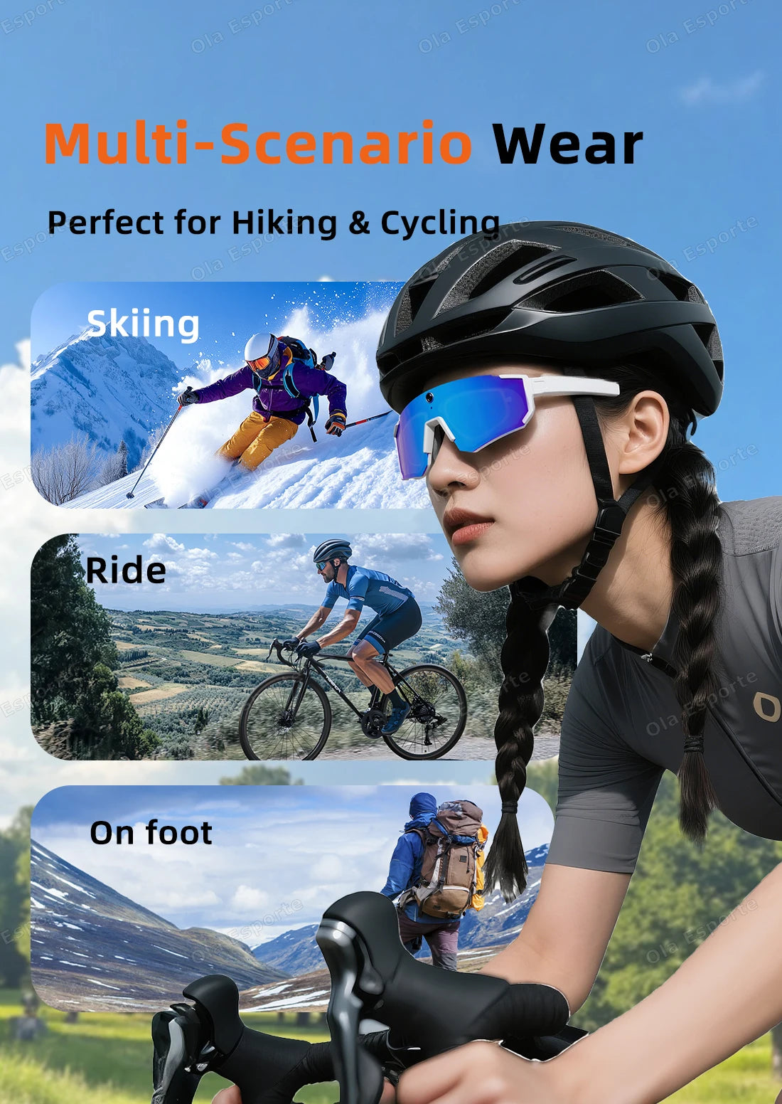 Ola Esporte AI Smart Cycling Glasses – 1080P Camera, UV400, Bluetooth 5.3 & AI Translation