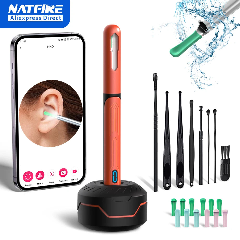 NATFIRE NK3 Pro Smart Visual Ear Cleaner – 1296P HD WiFi Otoscope Ear Wax Removal Kit Main image