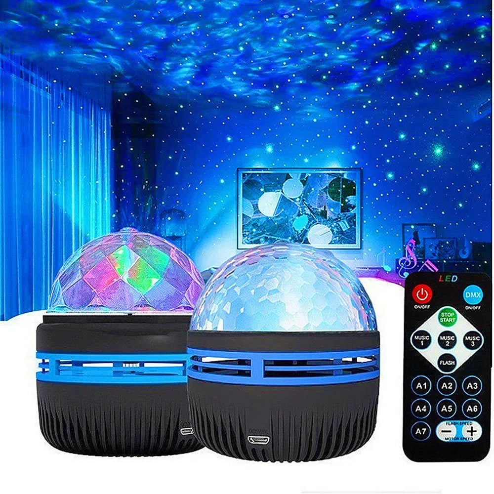 LED Water Ripple & Aurora Projector – 14 Effects, RGB, Remote Control, USB, 7 Colors