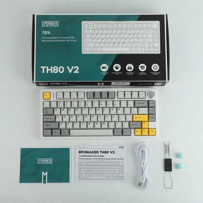 EPOMAKER TH80 V2 Mechanical Keyboard – 75%, Tri-Mode, 8000mAh, Gasket Mount, RGB