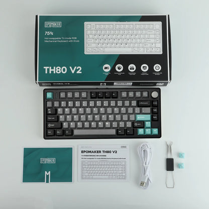 EPOMAKER TH80 V2 Mechanical Keyboard – 75%, Tri-Mode, 8000mAh, Gasket Mount, RGB