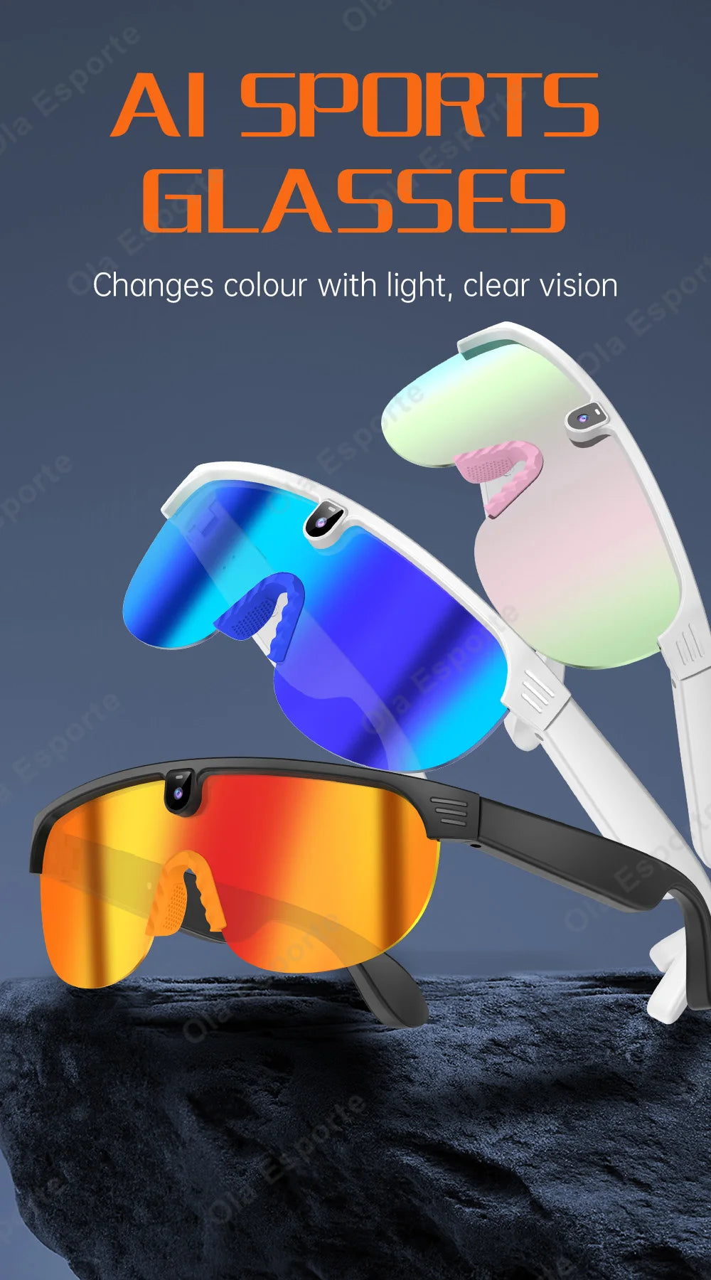 Ola Esporte AI Smart Cycling Glasses – 800MP Sony Camera, 1200P Video & Real-Time Translation