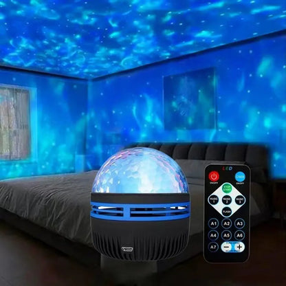 LED Water Ripple & Aurora Projector – 14 Effects, RGB, Remote Control, USB, 7 Colors