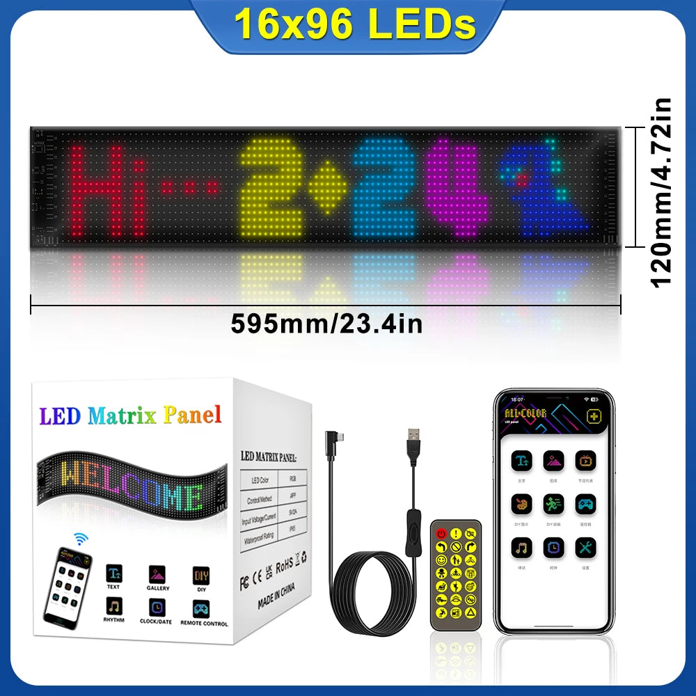 LED Devil Eye Car Display – Programmable RGB Matrix, Bluetooth App Control, IP65, 6 Sizes