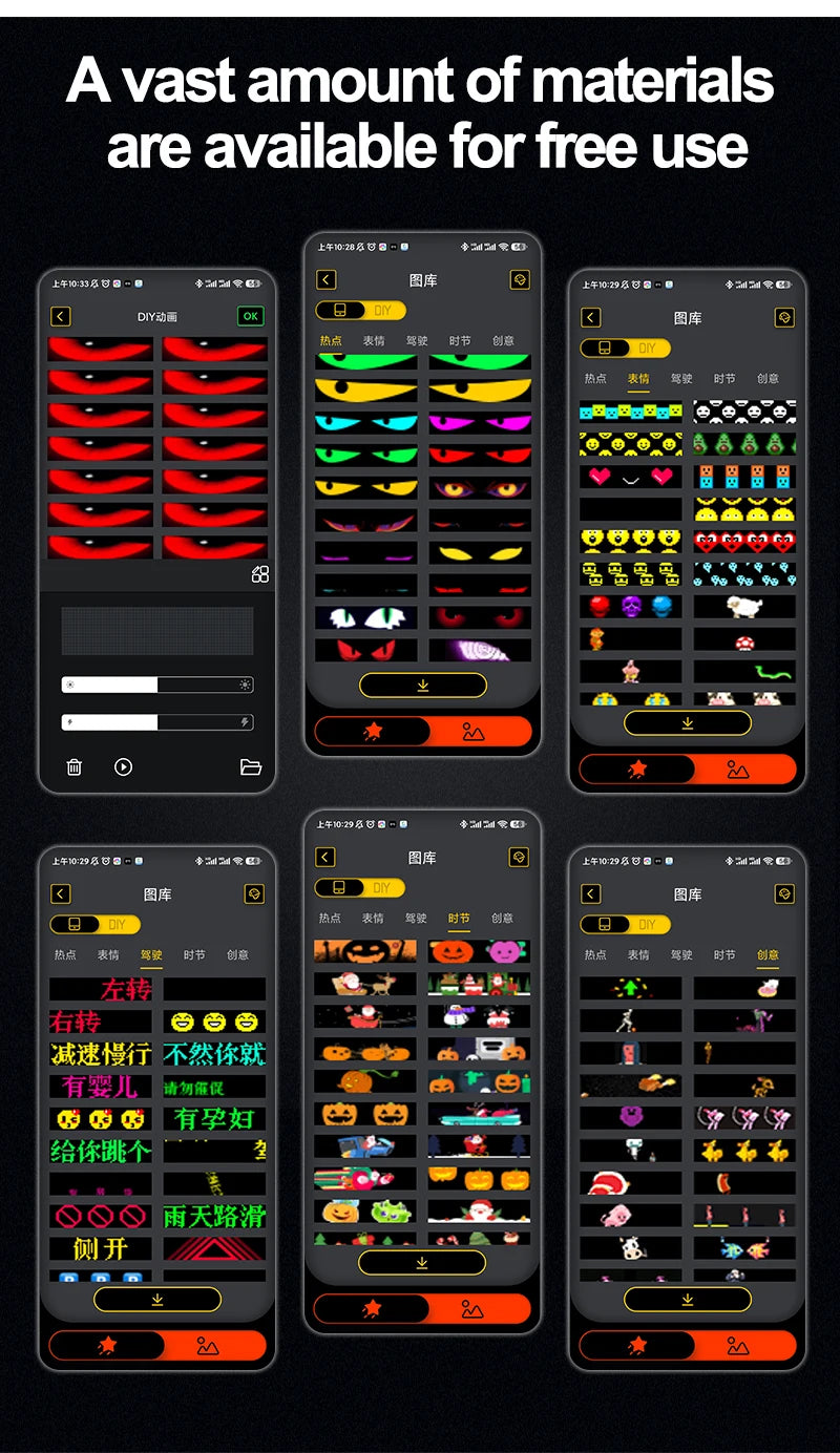 LED Devil Eye Car Display – Programmable RGB Matrix, Bluetooth App Control, IP65, 6 Sizes