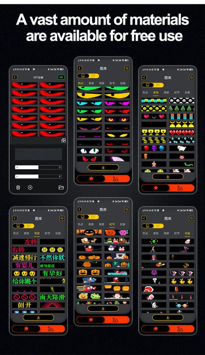 LED Devil Eye Car Display – Programmable RGB Matrix, Bluetooth App Control, IP65, 6 Sizes