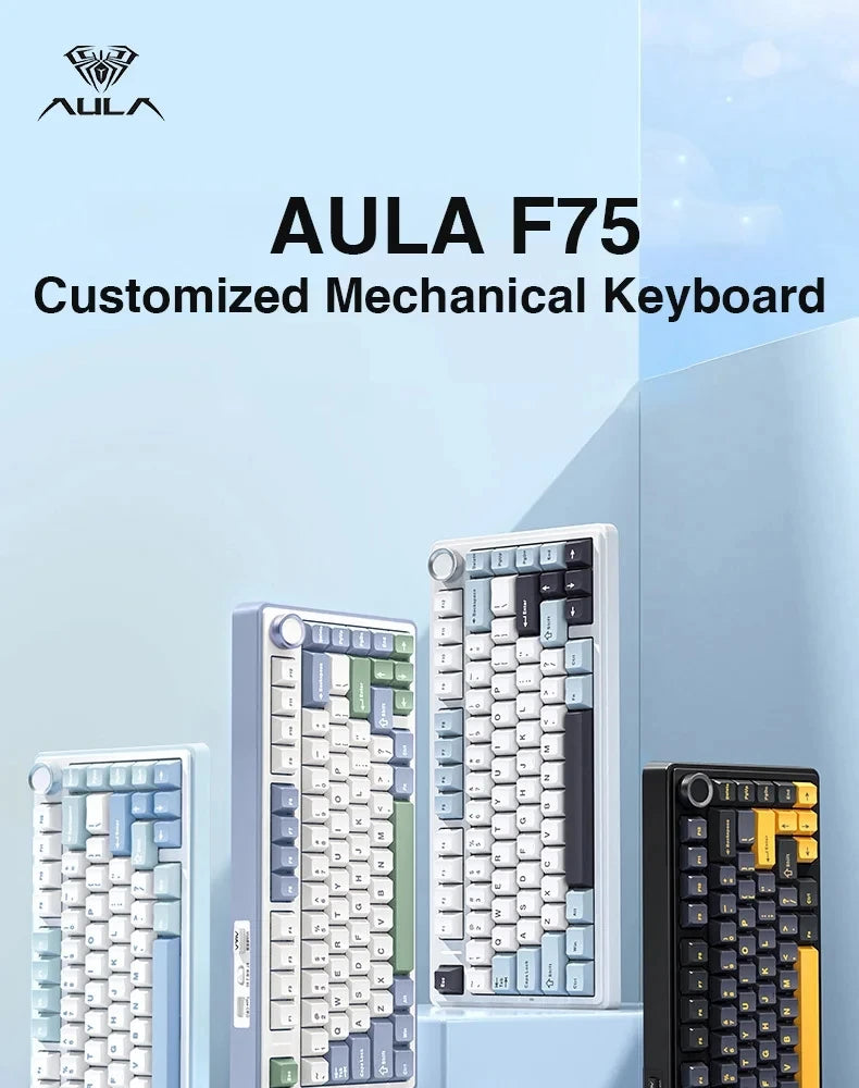 AULA F75 Mechanical Gaming Keyboard – 75%, Triple Mode, RGB, Hot-Swap, Gasket Mount