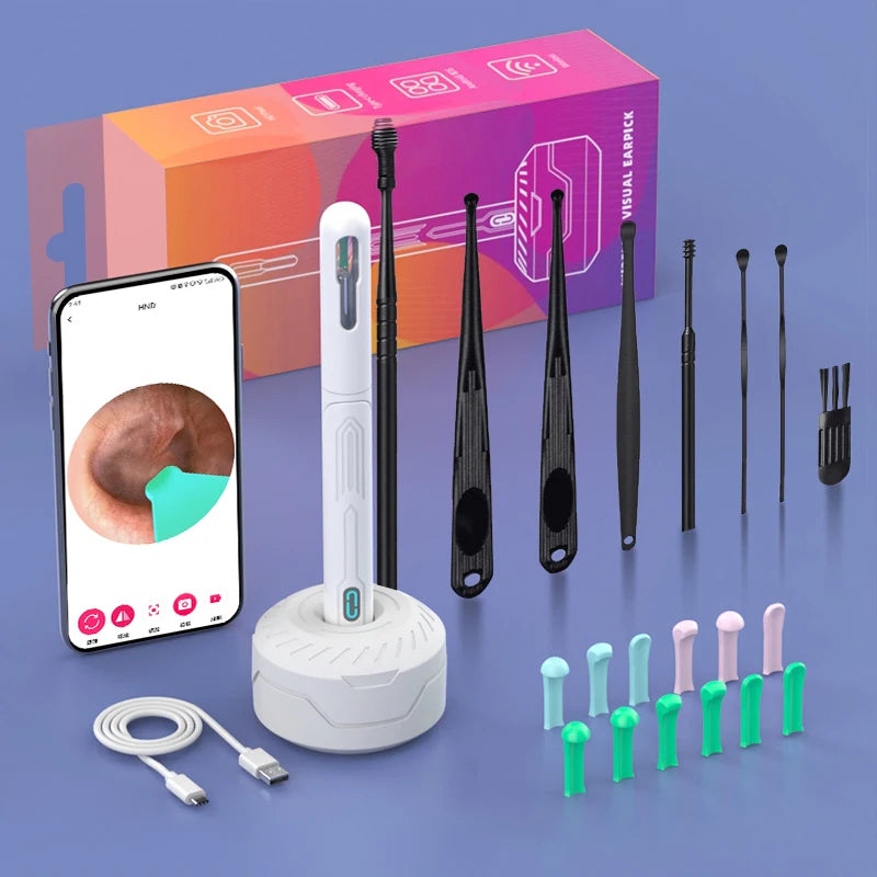 NATFIRE NK3 Pro Smart Visual Ear Cleaner – 1296P HD WiFi Otoscope Ear Wax Removal Kit