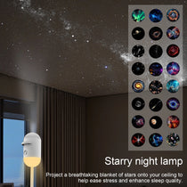 2-in-1 USB Mini Galaxy Star Projector – Night Light, Up to 24 Films, Flexible Gooseneck
