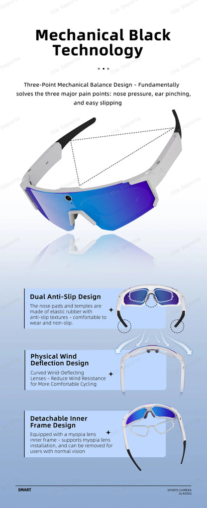Ola Esporte AI Smart Cycling Glasses – 1080P Camera, UV400, Bluetooth 5.3 & AI Translation