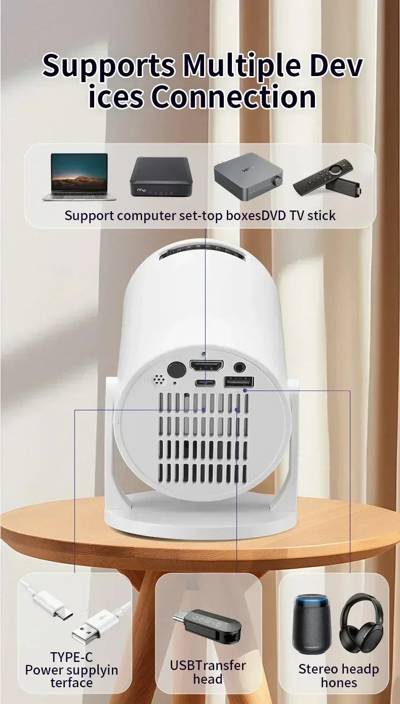 BKHK HY300 Mini Portable Projector – 1080P, 8000LM, 150”, Android, WiFi, Bluetooth
