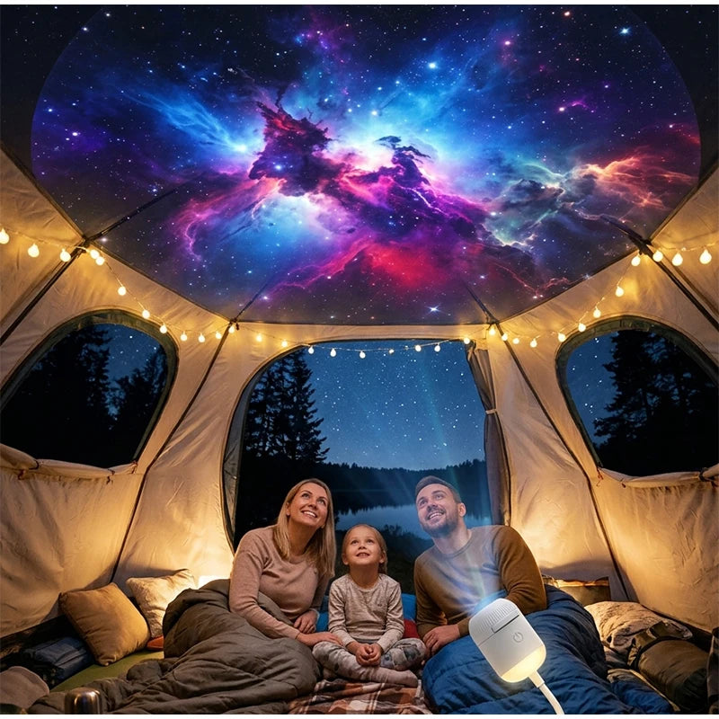 Dual-Mode Mini Galaxy Projector – Night Light + Starry Sky, Warm Atmosphere, Up to 24 Slides