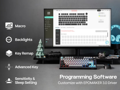 EPOMAKER TH80 V2 Mechanical Keyboard – 75%, Tri-Mode, 8000mAh, Gasket Mount, RGB