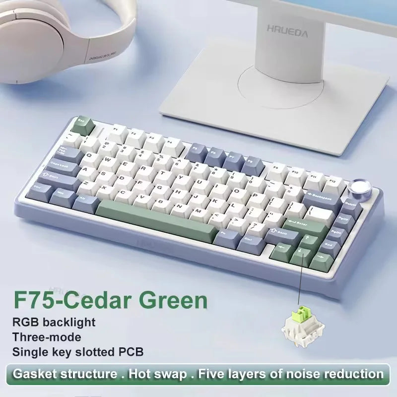 AULA F75 Mechanical Gaming Keyboard – 75%, Triple Mode, RGB, Hot-Swap, Gasket Mount