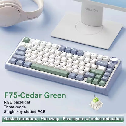 AULA F75 Mechanical Gaming Keyboard – 75%, Triple Mode, RGB, Hot-Swap, Gasket Mount