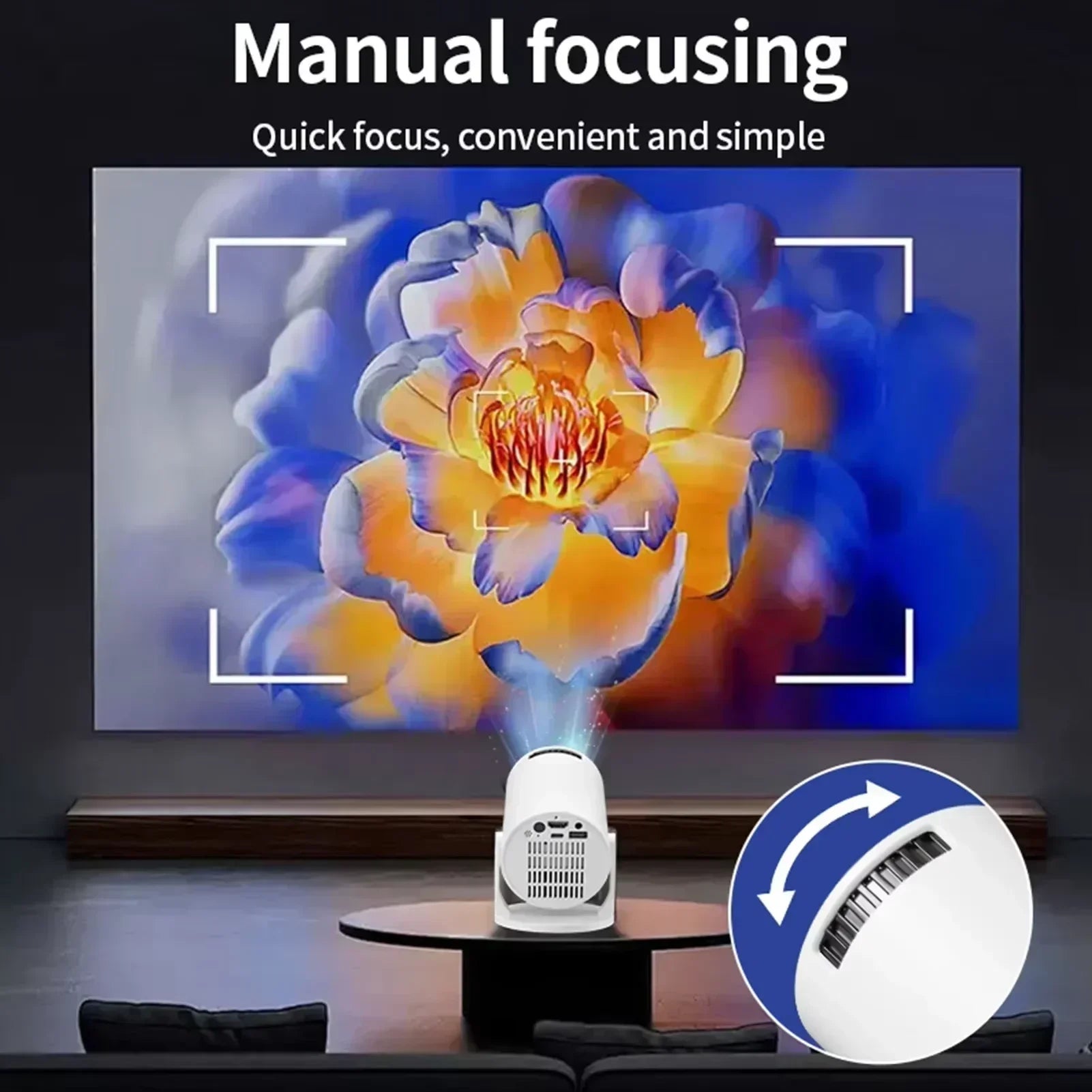 BKHK HY300 Mini Portable Projector – 1080P, 8000LM, 150”, Android, WiFi, Bluetooth