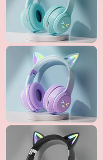 Cat Ear Bluetooth Headset – RGB Lights, Kawaii Design, Gift for Girls, 5 Colors