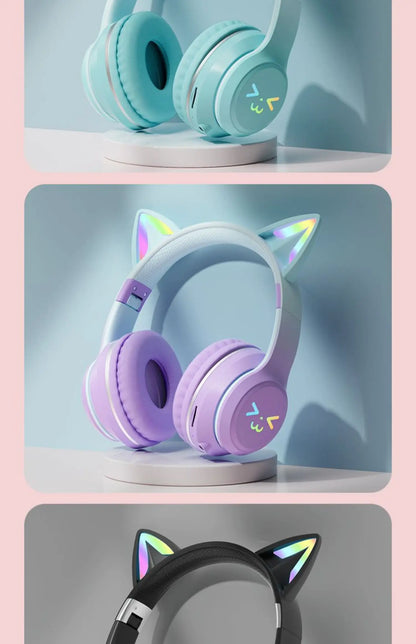 Cat Ear Bluetooth Headset – RGB Lights, Kawaii Design, Gift for Girls, 5 Colors