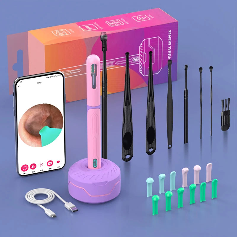 NATFIRE NK3 Pro Smart Visual Ear Cleaner – 1296P HD WiFi Otoscope Ear Wax Removal Kit