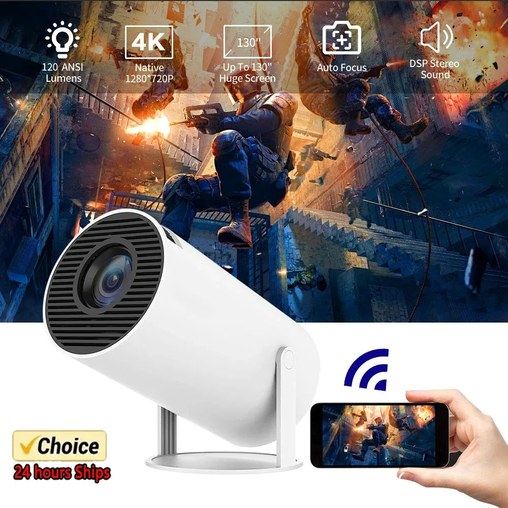 BKHK HY300 Mini Portable Projector – 1080P, 8000LM, 150”, Android, WiFi, Bluetooth