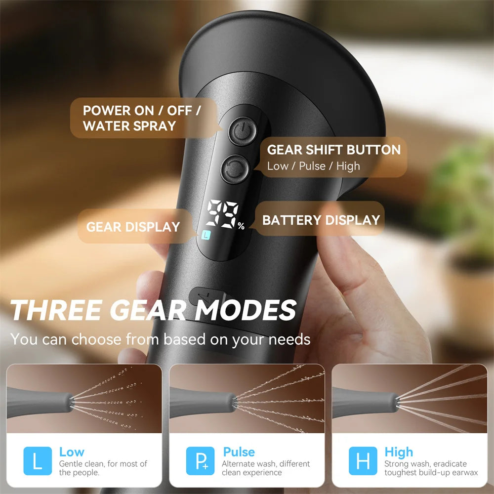 SUNUO Electric Ear Wax Removal Kit – Ear Irrigation System with Dual Water Tank, LED Display & 9 Spray Modes