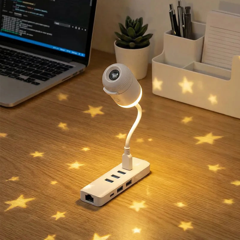 Dual-Mode Mini Galaxy Projector – Night Light + Starry Sky, Warm Atmosphere, Up to 24 Slides