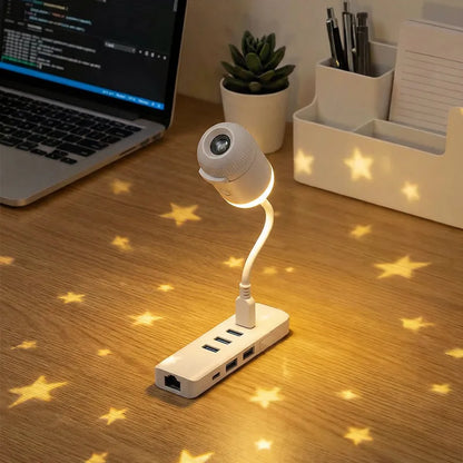 Dual-Mode Mini Galaxy Projector – Night Light + Starry Sky, Warm Atmosphere, Up to 24 Slides