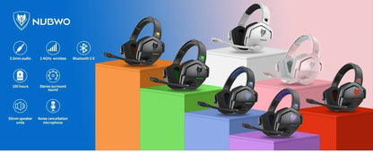 NUBWO G06 Wireless Gaming Headset – 2.4GHz + BT 5.3, 100H Battery, PS5/PS4/PC/Switch