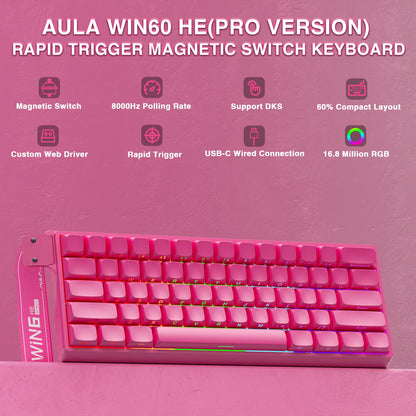 AULA WIN60 HE Pro MAX Gaming Keyboard – Hall Effect, 8000Hz, RT Adjustable, Hot-Swap