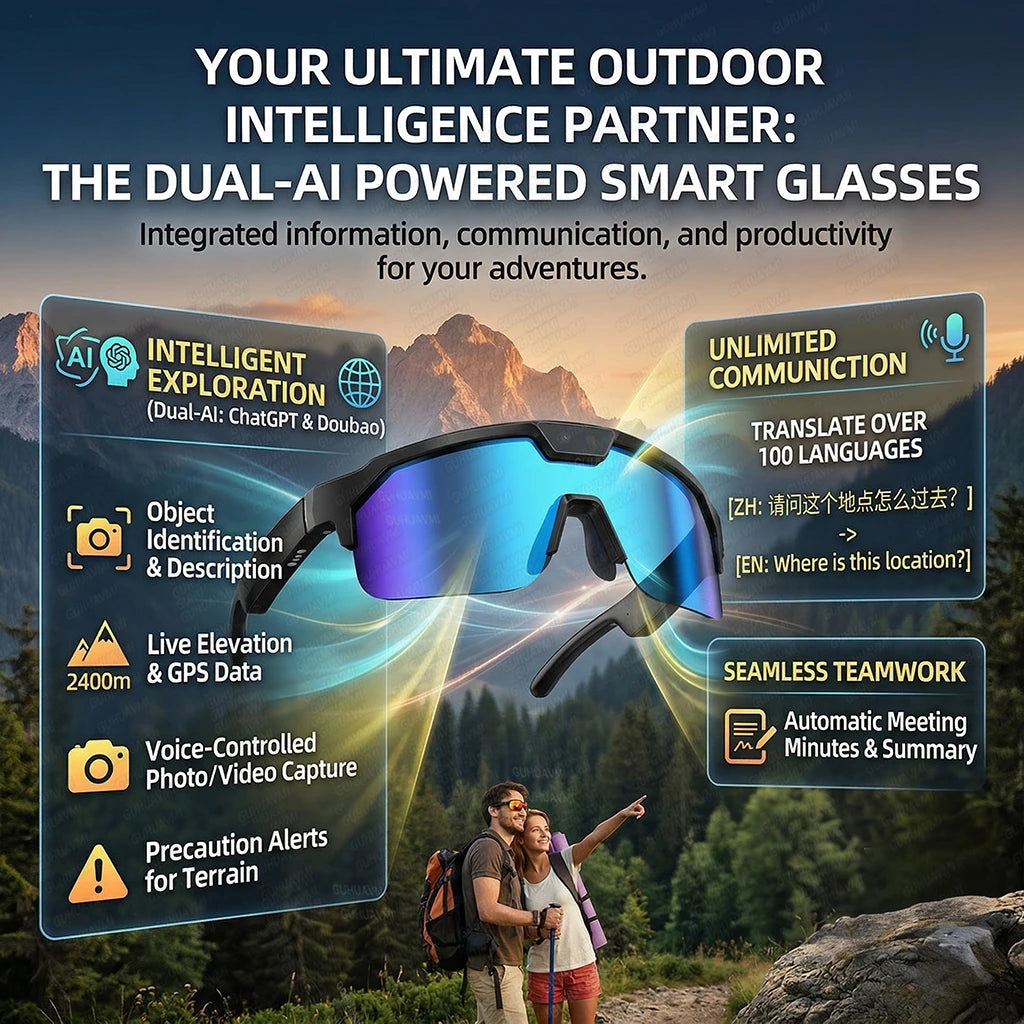 GUHUAVMI Q01 AI Smart Glasses – Dual Camera, 4K Video, Stereo Audio & Real-Time Translation