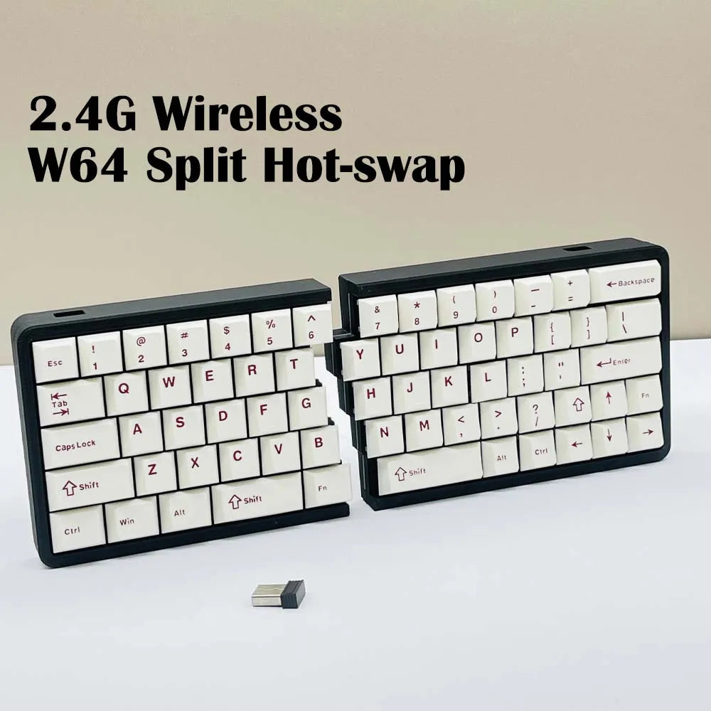 SZRKBD W64 Split Ergonomic Mechanical Keyboard – 2.4G Wireless, Hot-Swap, VIAL