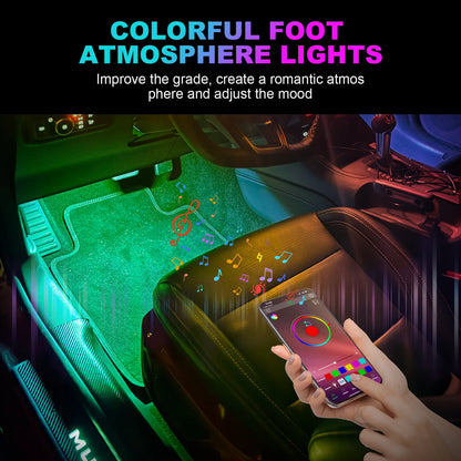 RGB LED Car Interior Ambient Light Strip – 16 Colors, Music Sync, IP65, 12V, USB/Cigarette