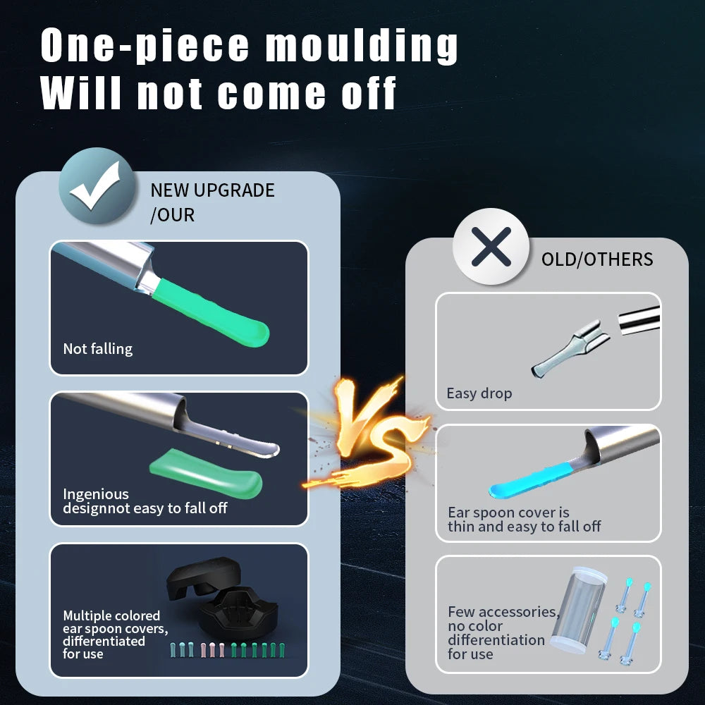NATFIRE NK3 Pro Smart Visual Ear Cleaner – 1296P HD WiFi Otoscope Ear Wax Removal Kit
