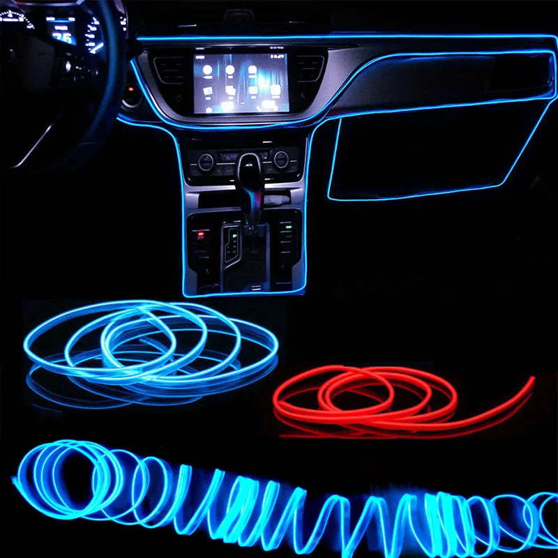 Car Interior EL Neon Strip Light – USB, Flexible, DIY Ambient Light, 1M/3M/5M, 3 Colors