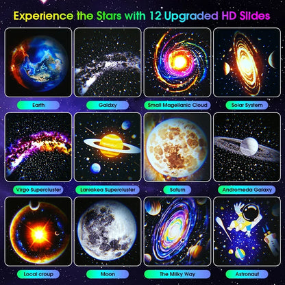 DBF Astronaut Galaxy Projector – 12 Films, 360° Rotation, 3 Brightness, USB