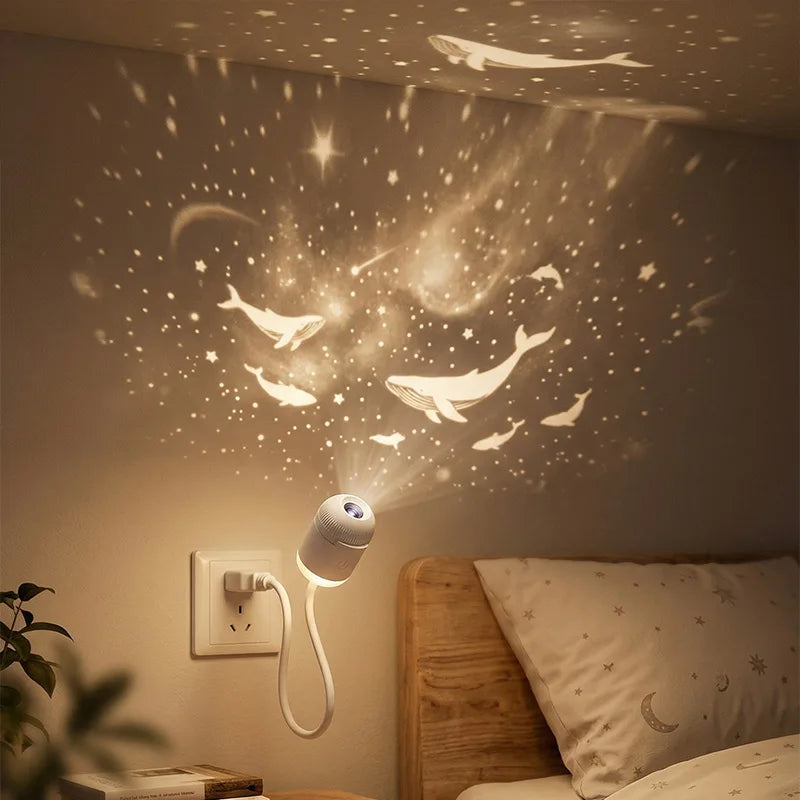 Dual-Mode Mini Galaxy Projector – Night Light + Starry Sky, Warm Atmosphere, Up to 24 Slides